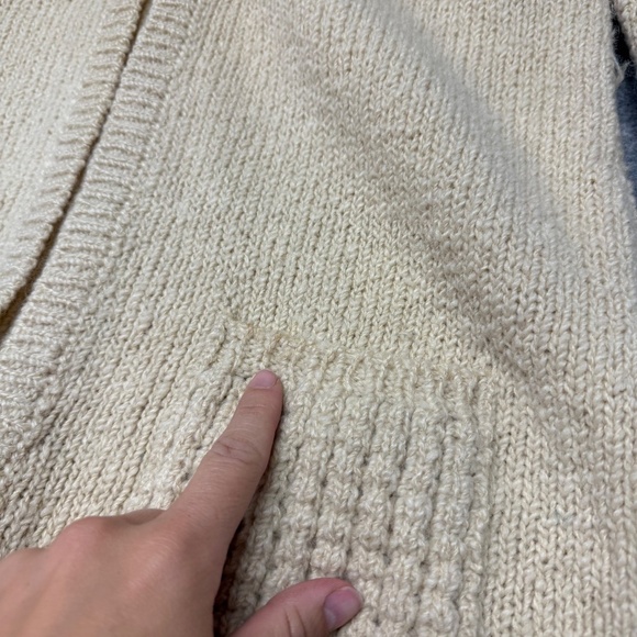 Irish Cottage Shop Cream Wool Cardigan Handloomed Aran Zip Up 100% Wool - Picture 5 of 12